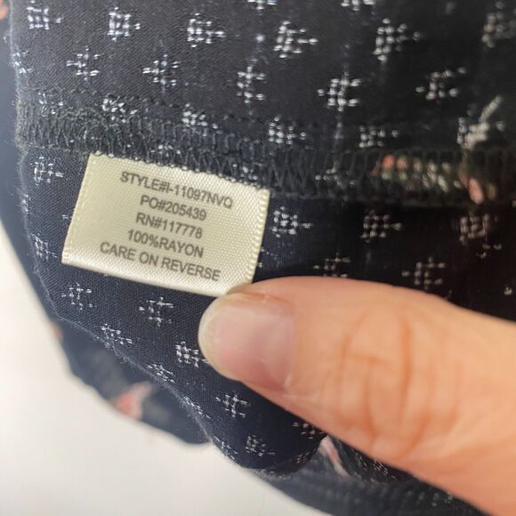 Lovestitch Black Pink White Floral Aztec Front Tie Side Ruffle Sleeveless Top SM - Picture 9 of 11